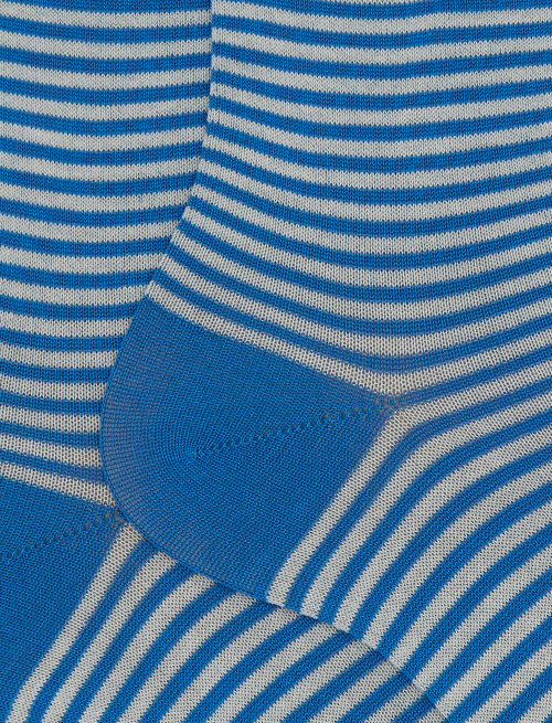 Women's short light blue cotton socks with Windsor stripes - TEST | Gallo 1927 - Official Online Shop