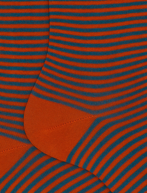 Women's short orange cotton socks with Windsor stripes - Socks | Gallo 1927 - Official Online Shop