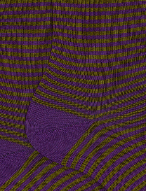 Women's short purple cotton socks with Windsor stripes - Socks | Gallo 1927 - Official Online Shop
