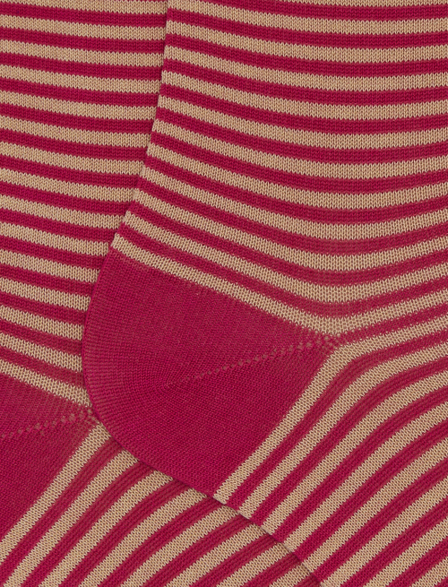 Women's short fuchsia cotton socks with Windsor stripes - Socks | Gallo 1927 - Official Online Shop
