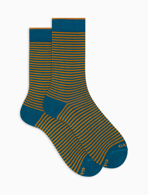 Women's short yellow cotton socks with Windsor stripes - Socks | Gallo 1927 - Official Online Shop