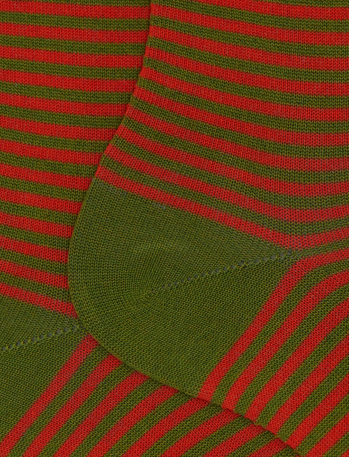 Women's short green cotton socks with Windsor stripes - Socks | Gallo 1927 - Official Online Shop