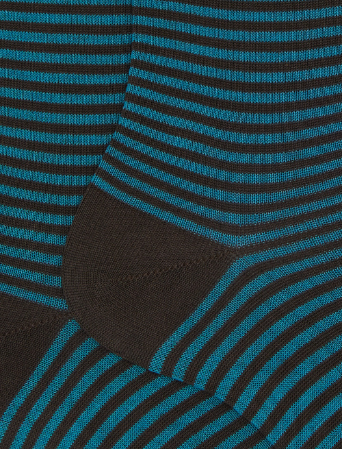 Women's short light blue cotton socks with Windsor stripes - Socks | Gallo 1927 - Official Online Shop