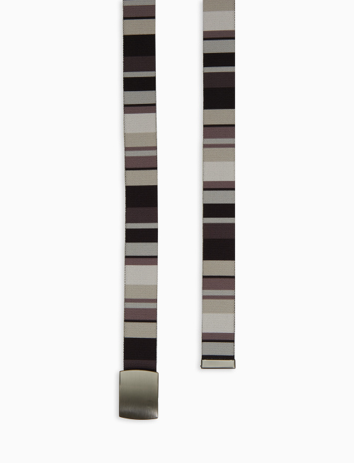 Elastic black unisex ribbon belt with multicoloured stripes - Accessories | Gallo 1927 - Official Online Shop