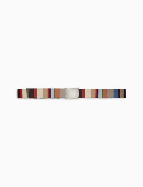 Elastic biscuit unisex ribbon belt with multicoloured stripes - Small Leather goods | Gallo 1927 - Official Online Shop