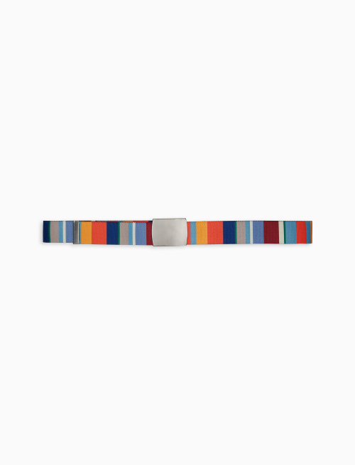 Elastic lobster red unisex ribbon belt with multicoloured stripes - Small Leather goods | Gallo 1927 - Official Online Shop