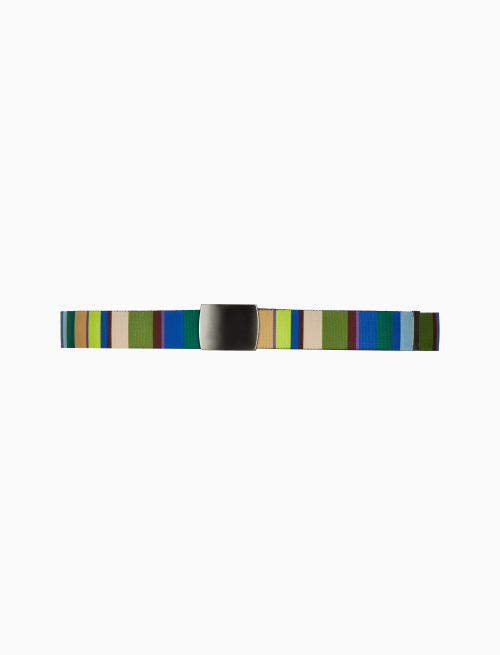 Elastic green unisex ribbon belt with multicoloured stripes - Small Leather Goods | Gallo 1927 - Official Online Shop