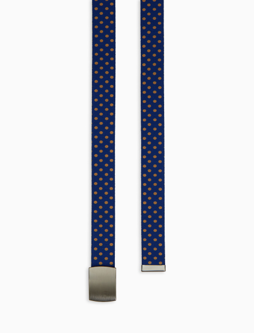 Elastic blue unisex ribbon belt with polka dots - Small Leather Goods | Gallo 1927 - Official Online Shop