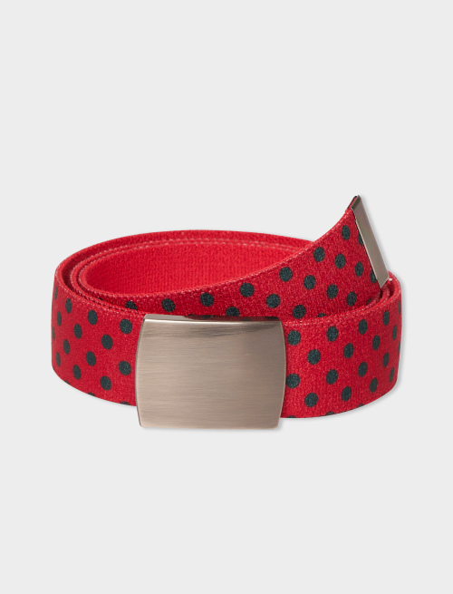 Elastic red unisex ribbon belt with polka dots - Love Dogs | Gallo 1927 - Official Online Shop