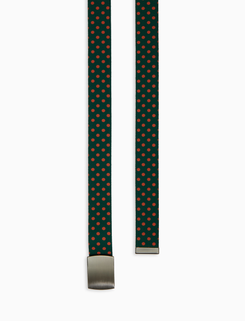 Elastic green unisex ribbon belt with polka dots - Small Leather Goods | Gallo 1927 - Official Online Shop