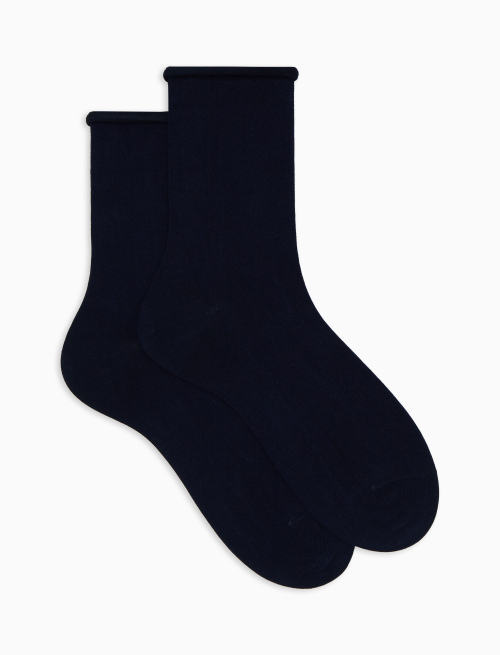 Women's short plain ocean blue cotton socks - Cannes | Gallo 1927 - Official Online Shop