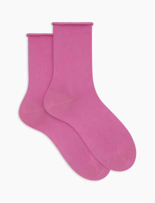 Women's short plain pink cotton socks - Socks | Gallo 1927 - Official Online Shop