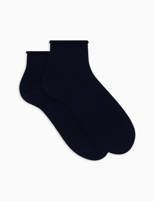 Women's super-short plain ocean blue cotton socks - Super short | Gallo 1927 - Official Online Shop