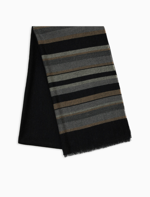 Unisex scarf in plain black wool - Scarves | Gallo 1927 - Official Online Shop