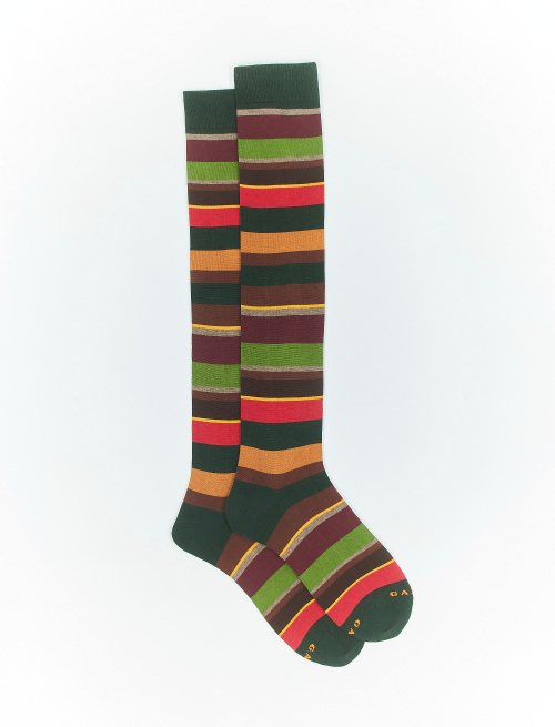 Men's long bottle coloured cotton socks with multicoloured stripes - Multicolor | Gallo 1927 - Official Online Shop
