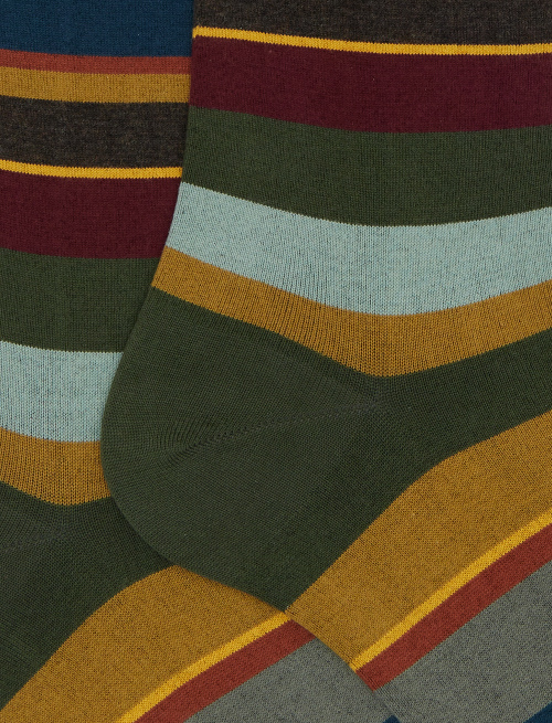 Calze lunghe uomo cotone verde righe multicolor - New In | Gallo 1927 - Official Online Shop