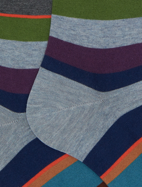 Calze lunghe uomo cotone azzurro righe multicolor - New In | Gallo 1927 - Official Online Shop