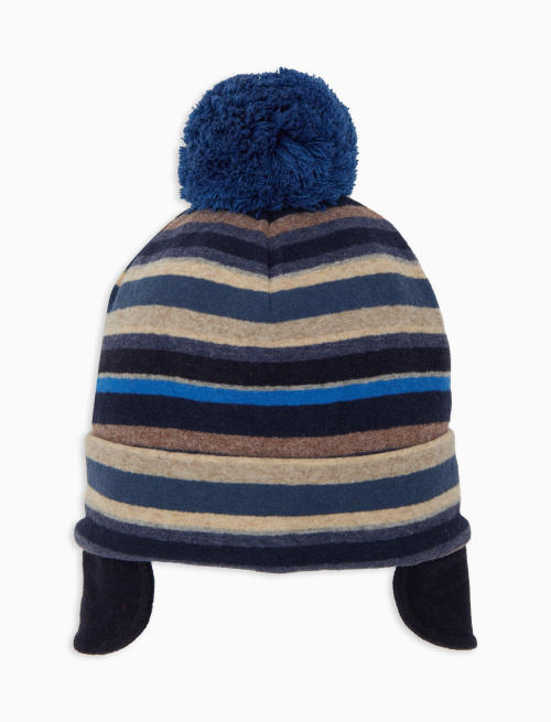 Kids' blue fleece aviator hat with multicoloured stripes - Black Friday Kids | Gallo 1927 - Official Online Shop