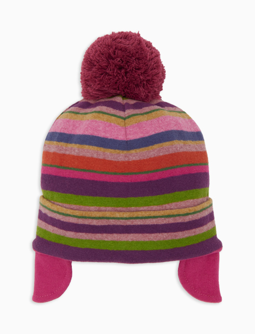 Kids' purple fleece aviator hat with multicoloured stripes - Black Friday Kids | Gallo 1927 - Official Online Shop