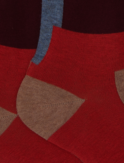 Women's long brown cotton socks with overlapping check motif - Socks | Gallo 1927 - Official Online Shop