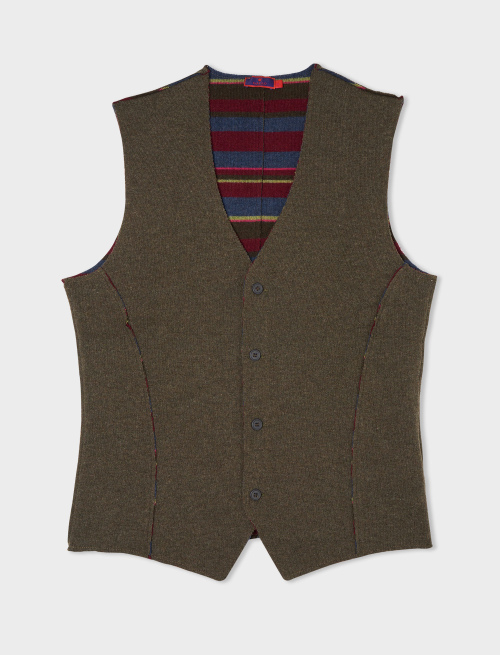Men's reversible plain burgundy/multicolour wool vest - Clothing | Gallo 1927 - Official Online Shop