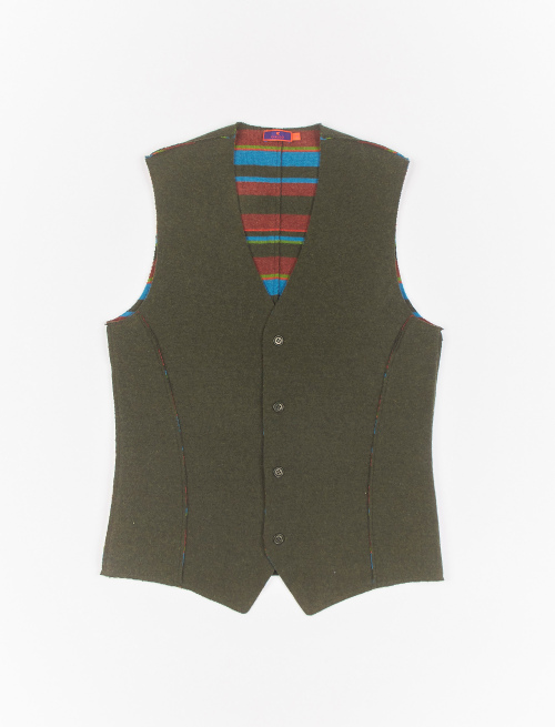 Men's reversible plain forest green wool vest - Sales 40 | Gallo 1927 - Official Online Shop