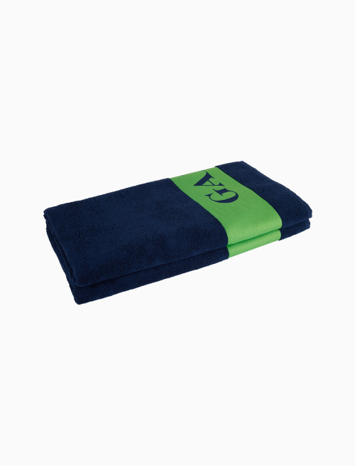 Unisex plain blue cotton beach towel with Gallo logo - Man | Gallo 1927 - Official Online Shop