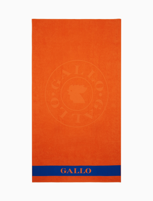 Unisex plain orange cotton beach towel with Gallo logo - Capri | Gallo 1927 - Official Online Shop