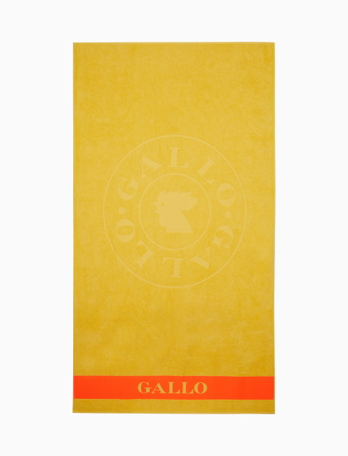 Unisex plain yellow cotton beach towel with Gallo logo - Beachwear | Gallo 1927 - Official Online Shop