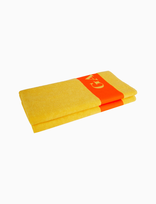 Unisex plain yellow cotton beach towel with Gallo logo - Man | Gallo 1927 - Official Online Shop