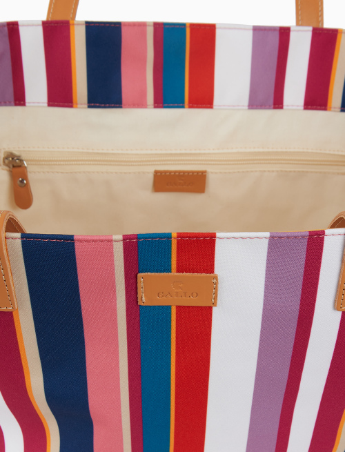Sacca mare donna righe multicolor e manici in pelle bianco - Borse | Gallo 1927 - Official Online Shop