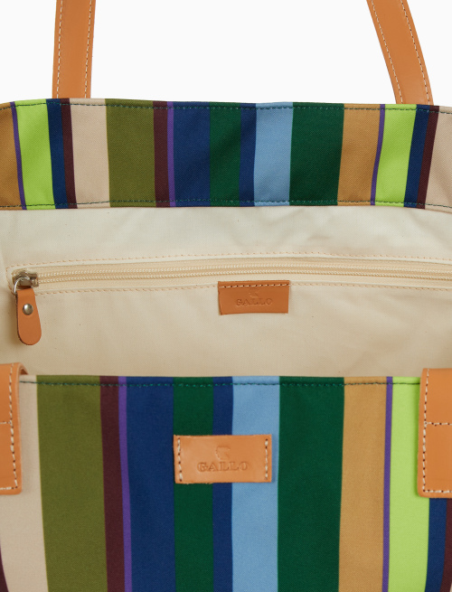 Women's green beach bag with multicoloured stripes and leather handles - New In | Gallo 1927 - Official Online Shop