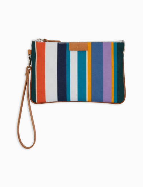 Contemporary white unisex pouch with multicoloured stripes - Small Leather Goods | Gallo 1927 - Official Online Shop