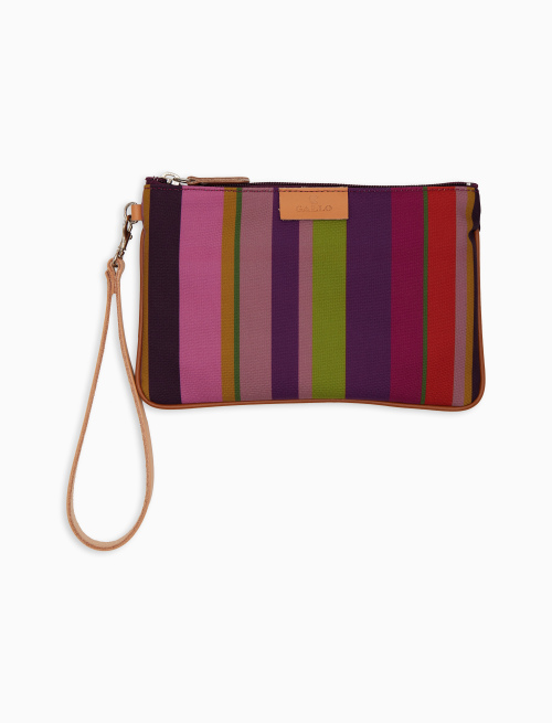 Contemporary unisex pouch in purple with multicoloured stripes - Small Leather Goods | Gallo 1927 - Official Online Shop