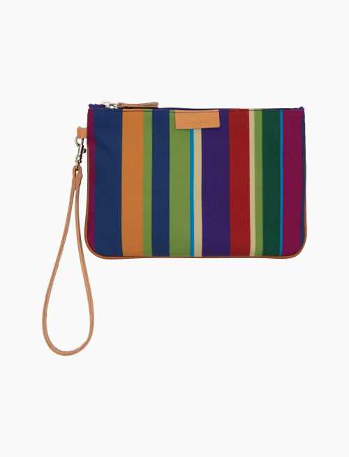 Contemporary unisex pouch in blue with multicoloured stripes - beauty case | Gallo 1927 - Official Online Shop
