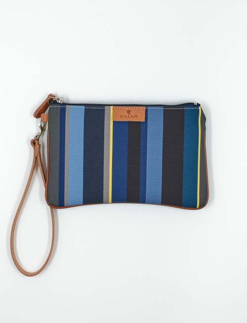 Contemporary unisex pouch in blue polyester with multicoloured stripes - Small Leather goods | Gallo 1927 - Official Online Shop