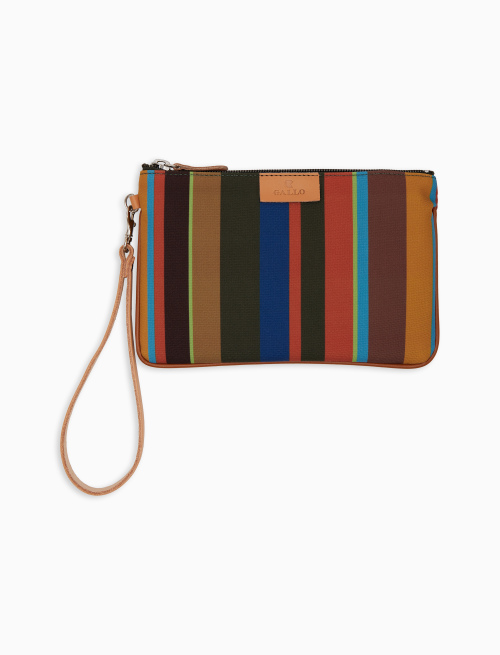 Contemporary unisex pouch in green with multicoloured stripes - Small Leather Goods | Gallo 1927 - Official Online Shop