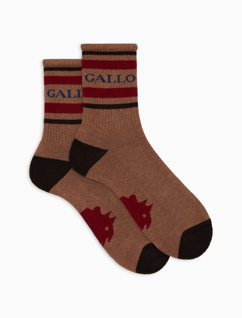 Men's short brown cotton terry cloth socks with Gallo writing - Black Friday Man | Gallo 1927 - Official Online Shop