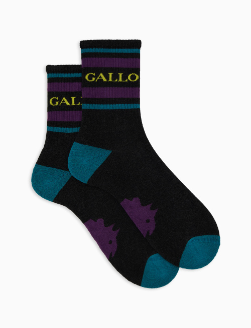 Men's short grey cotton terry cloth socks with Gallo writing - The Black Week | Gallo 1927 - Official Online Shop