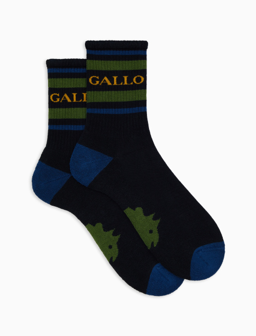 Men's short blue cotton terry cloth socks with Gallo writing - Sport and Terry socks | Gallo 1927 - Official Online Shop