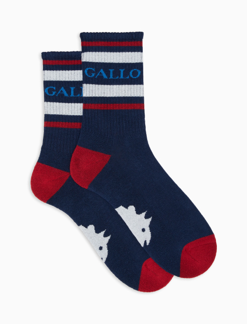 Men's short royal blue cotton terry cloth socks with Gallo writing - Athleisure | Gallo 1927 - Official Online Shop