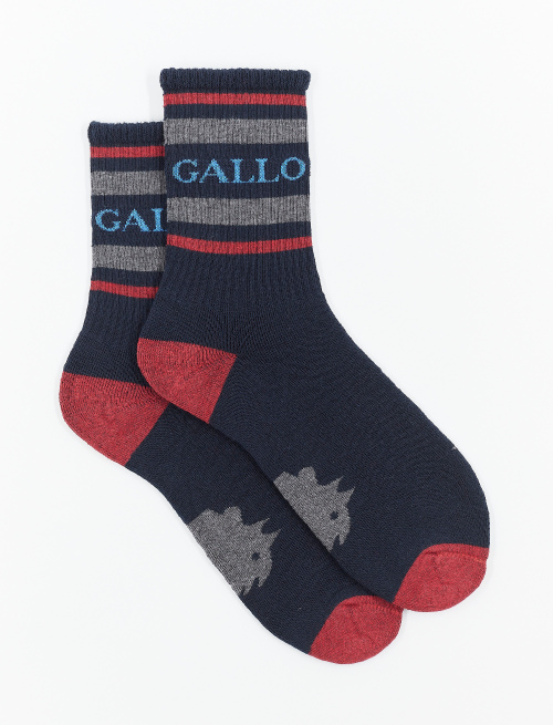 Men's short navy blue cotton terry cloth socks with Gallo writing | Gallo 1927 - Official Online Shop