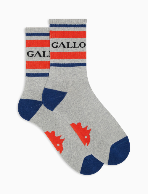 Men's short ash-coloured cotton terry cloth socks with Gallo writing | Gallo 1927 - Official Online Shop
