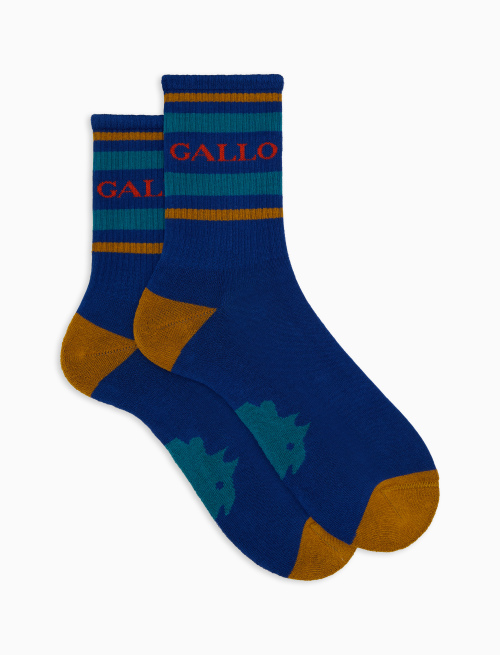 Women's short blue cotton terry cloth socks with Gallo writing - Socks | Gallo 1927 - Official Online Shop