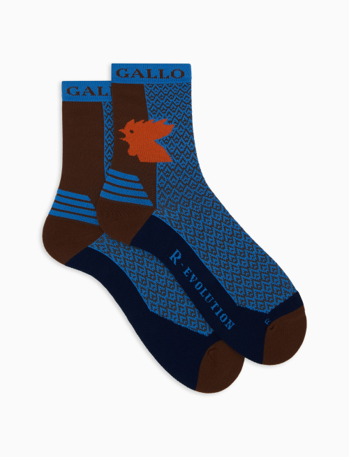 Men's short technical brown socks with small triangles - Sport and Terry socks | Gallo 1927 - Official Online Shop