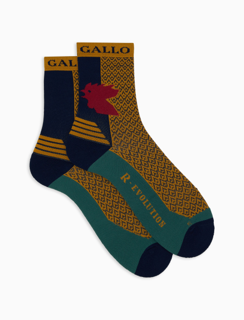 Men's short technical blue socks with small triangles - Sport and Terry socks | Gallo 1927 - Official Online Shop