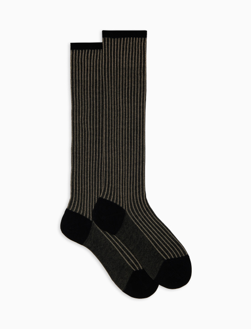 Women's long beige twin-rib cotton socks - Socks | Gallo 1927 - Official Online Shop