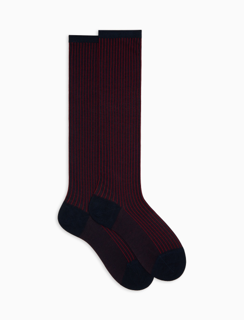 Women's long blue twin-rib cotton socks - Socks | Gallo 1927 - Official Online Shop