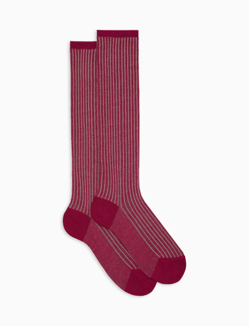 Calze lunghe donna cotone fantasia twin rib fucsia - Twin rib | Gallo 1927 - Official Online Shop