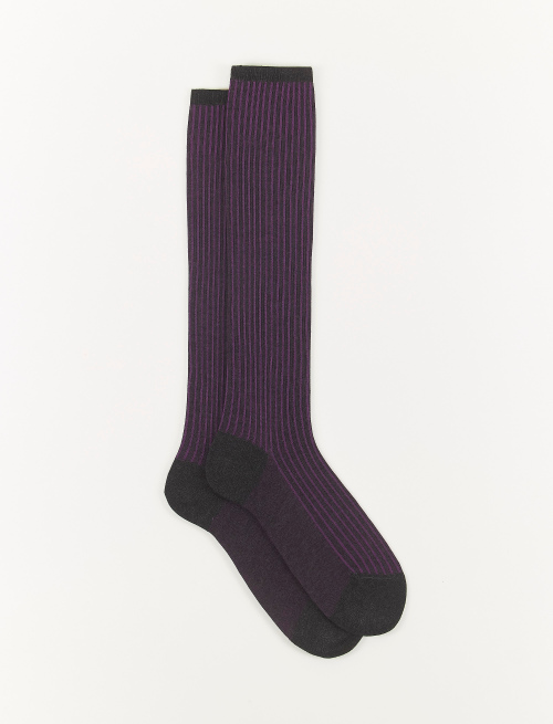 Women's long graphite twin-rib cotton socks - Special Selection | Gallo 1927 - Official Online Shop